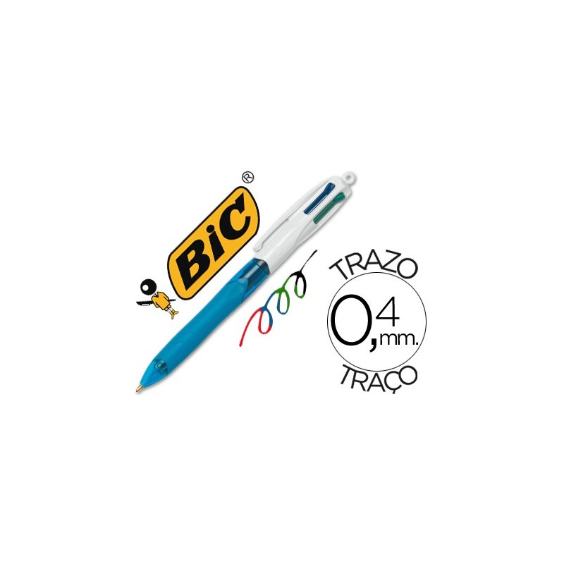 Stylo-bille bic 4 couleurs grip pro pointe moyenne encre classique  rétractable rechargeable 4 couleurs