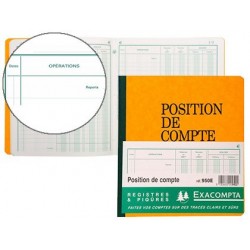 Registre exacompta position de compte 210x190mm 80 pages