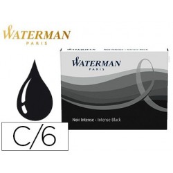 Cartouche waterman courte standard encre noire étui 6 unités