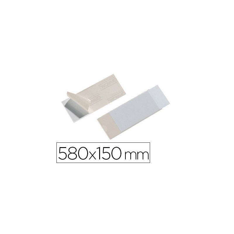 Porte-étiquette durable autocollant plastique souple transparent 58x150mm  bristol blanc sachet 10 unités