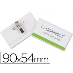 Badge q-connect pvc rigide transparent pince ou épingle...