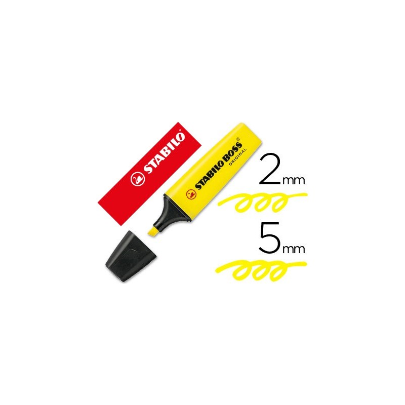 Surligneur STABILO BOSS tracé de 2 à 5 mm pointe biseautée jaune