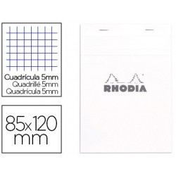 Bloc agrafé rhodia white n.12 8.5x12cm couverture carte...