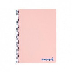 CAHIER SPIRALE LIDERPAPEL A5 MICRO WONDER 240 PAGES 90G 5X5MM 6 TROUS 5  BANDES COULEURS ROSE