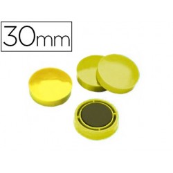 Aimant rond 30mm coloris jaune blister 4 unités