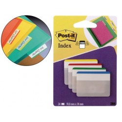 Marque-pages post-it index rigide large 50x38mm 24f lot 4...