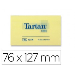 TARTAN Lot de 12 bloc-note repositionnable 127 x 76 mm jaune clair 
