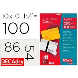 Carte visite decadry one click inkjet 86x54mm 280g bords...