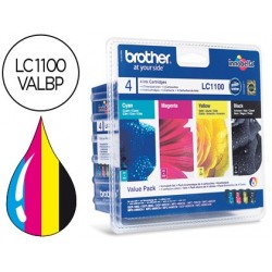 Cartouche brother jet d'encre lc1100valbp pack 4 encres