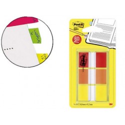 Marque-pages post-it standard index 25x44mm 60f 3 coloris...