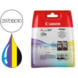 Cartouche canon pack pg-510 + cl-511 noir et couleurs