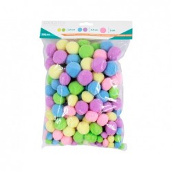 Pack pompons sodertex pastel polyester - 3 tailles - 200...