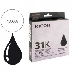 Cartouche ricoh gc-31k gel encre 405688 couleur noir 1920p