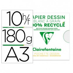 Pochette dessin grain a3 100% recycl 180gr 10f