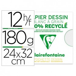 Pochette dessin grain 100% recycl 24x32cm 180gr 12f