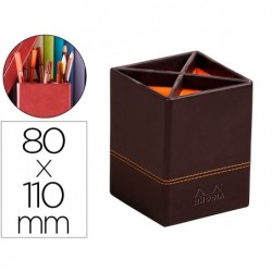 Pot crayons rhodiarama quatre compartiments en simil cuir...