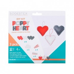 Kit feutrine sodertex 3 coeurs poppy heart a  fabriquer...
