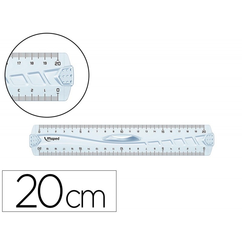Regle plate maped geometric double decimetre en plastique recycle sachet  individuel 20cm