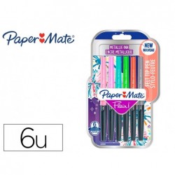 Blister 6 stylos-feutres paper mate flair metallic...