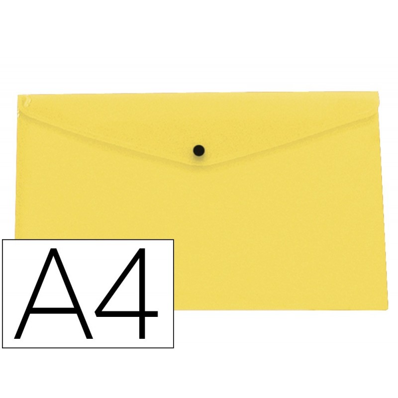 Pochette enveloppe liderpapel polypropylene 180 microns a4 97x210mm 50f  fermeture bouton jaune fluo opaque
