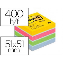 Bloc notes post-it mini cube 5 1x51mm 400f ultra multicolore
