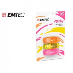 Cle usb emtec 2.0 c410 trio 16gb pack 3 coloris neon...