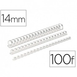 Reliure plast 14mm blanc b/100