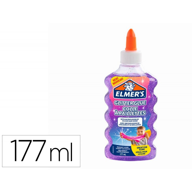 Colle liquide pailletee elmers lavable adapte aux enfants pour fabrication  slime - flacon 177ml coloris violet
