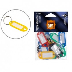 Porte-clés jpc plastique avec étiquettes blanches 51x22mm...