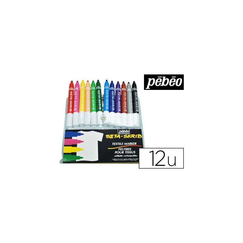 Feutre coloriage pébéo tissu pointe large adapté enfants couleurs assorties  pochette 12 unités