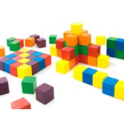 Cube bois coloris assortis seau plastique 100 unités