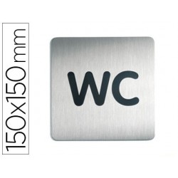 Plaque pictogramme durable wc carré grand format acier...