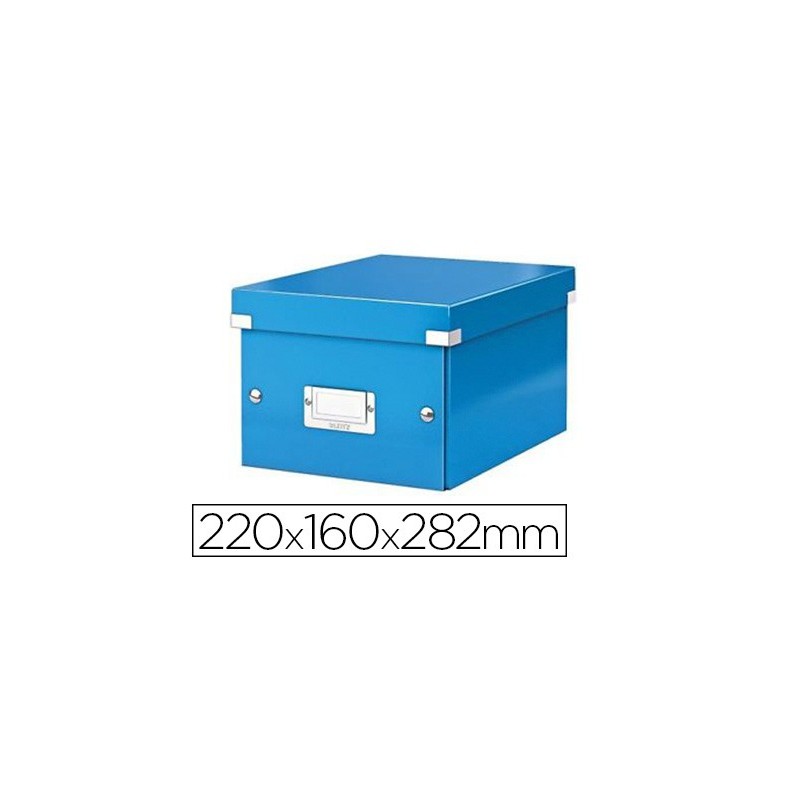 Boîte rangement leitz plastifié click&store 220x160x282mm petit format  documents a4 210x297mm porte-étiquette bleu