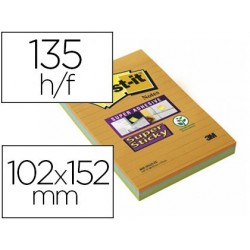 Bloc-notes post-it super sticky grand format 102x152mm...